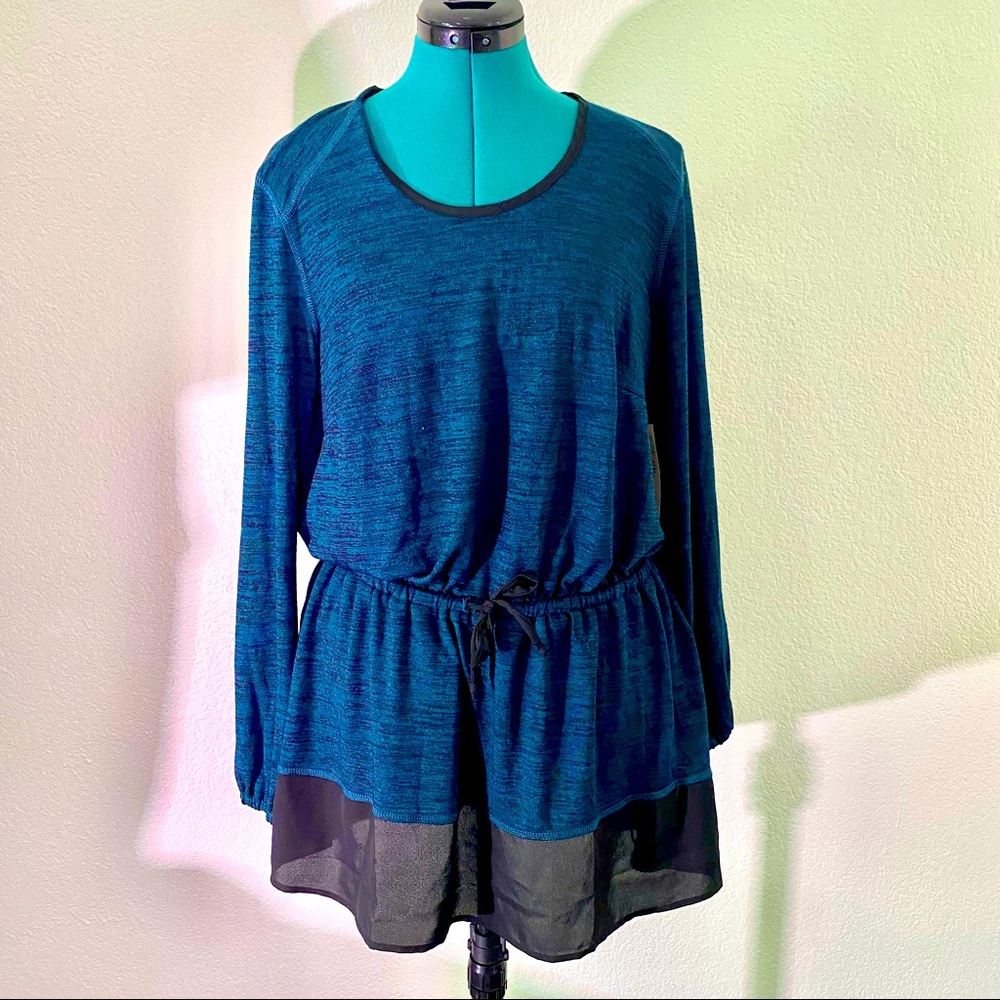 Melissa McCarthy blue stretch drawstring waist top